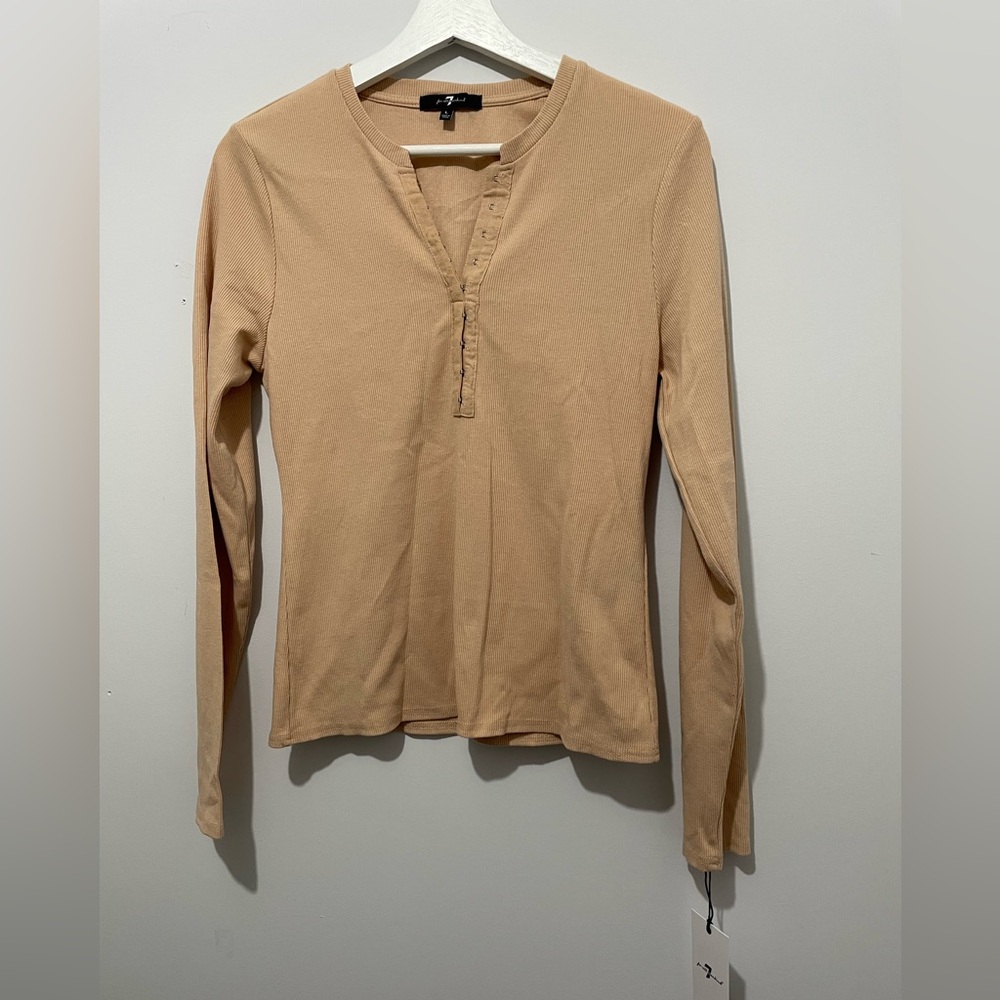NWT 7 for all mankind Tan Long Sleeve Women's Top